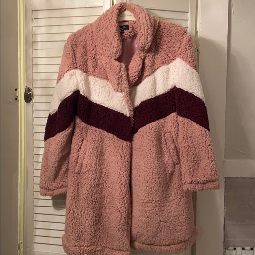 2/$20 Love Tree Pink Chevron Teddy Jacket M